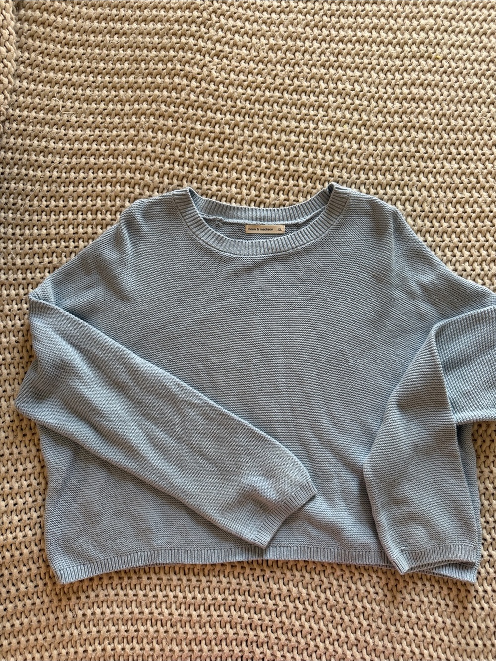 moon & madison Soft Blue Crewneck Knit Sweater
